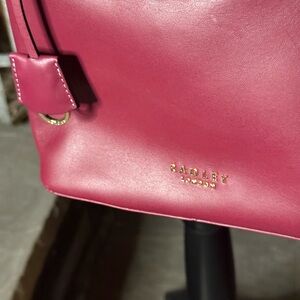 Radley London Deep Magenta Leather Shoulder Bag with Gold Logo and hardware